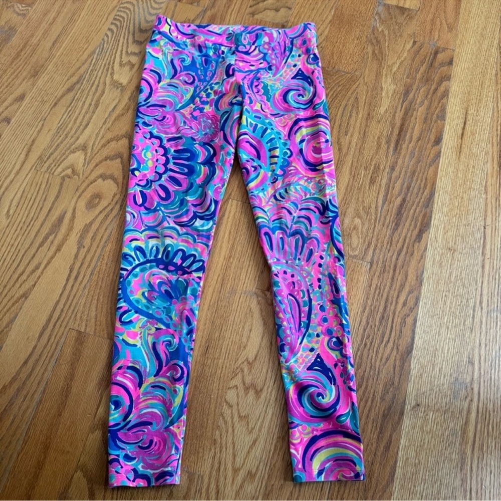 Girls Lilly Pulitzer Legging Pants Size XL 12/14 Full Length Pink Blue